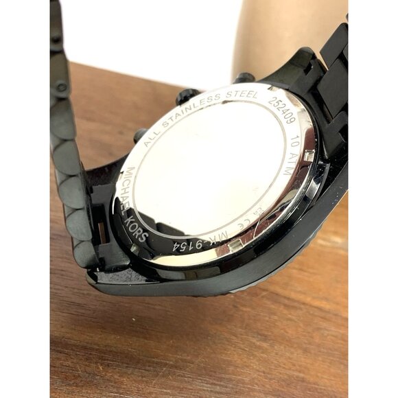 Michael Kors Mens Watch MK9154 Quartz Chronograph Black Gunmetal Stainless Steel - Picture 6 of 14